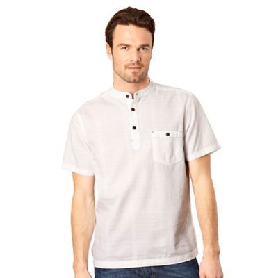 Mantaray White grid-textured short sleeve shirt